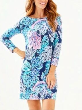Lilly Pulitzer Sophie Dress High Tide Navy Party in Paradise UPF 50+